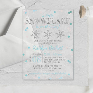 Little Snowflake Boys Winter Baby Shower Acrylic Invitations