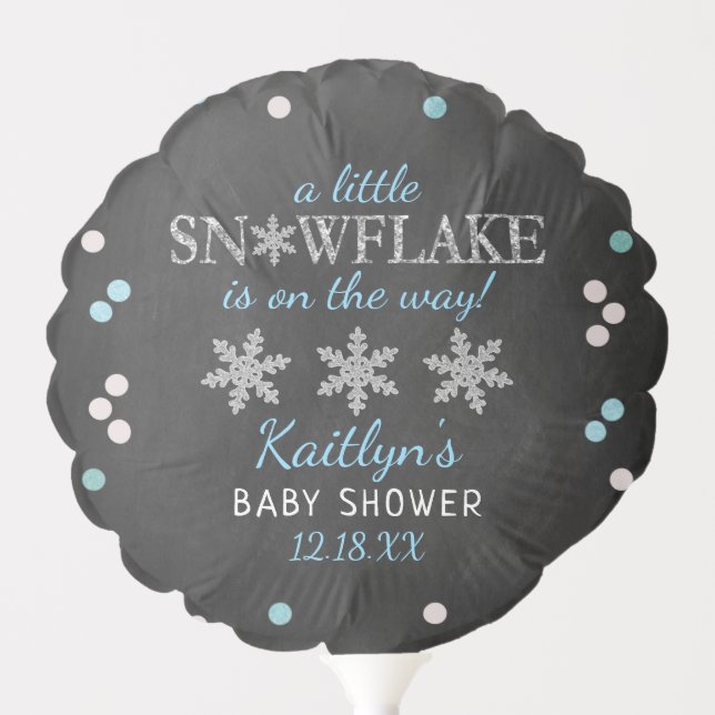 Little Snowflake Boys Winter Baby Shower Balloon (Front)