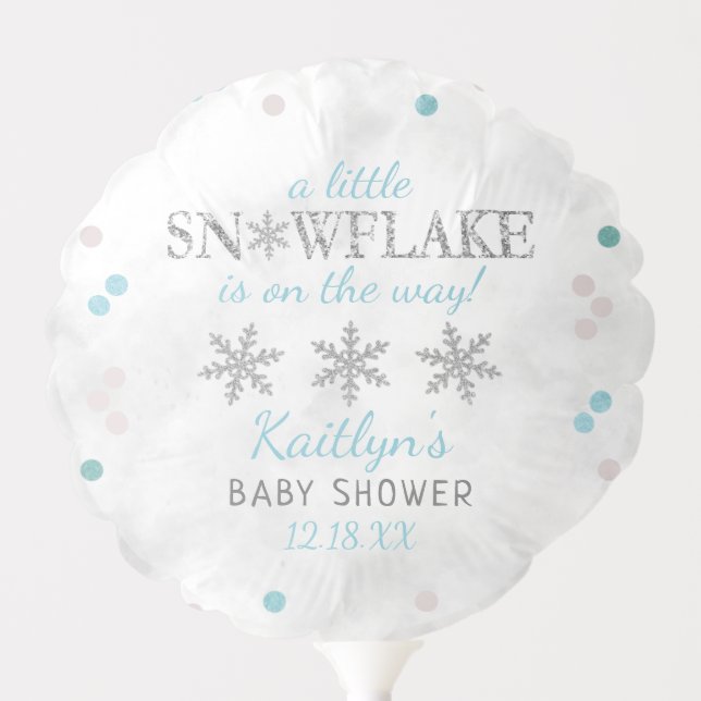 Little Snowflake Boys Winter Baby Shower Balloon (Front)