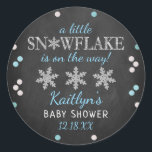 Little Snowflake Boys Winter Baby Shower Classic Round Sticker<br><div class="desc">Celebrate in style with these trendy baby shower stickers. The design is easy to personalize with your own wording and your family and friends will be thrilled when they see these fabulous stickers.</div>