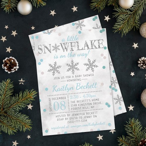 Little Snowflake Boys Winter Baby Shower Invitation