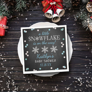 Little Snowflake Boys Winter Baby Shower Napkins