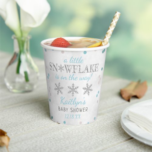 Little Snowflake Boys Winter Baby Shower Paper Cups