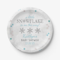Little Snowflake Boys Winter Baby Shower Paper Plates
