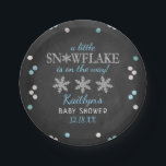 Little Snowflake Boys Winter Baby Shower Paper Plates<br><div class="desc">Celebrate in style with these trendy baby shower paper plates. The design is easy to personalize with your own wording and your family and friends will be thrilled when they see these fabulous party plates.</div>