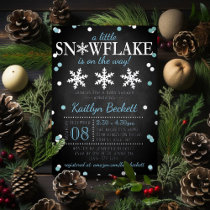 Little Snowflake Boys Winter Baby Shower Real Foil Invitation