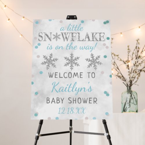Little Snowflake Boys Winter Baby Shower Welcome Foam Board