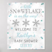 Little Snowflake Boys Winter Baby Shower Welcome Poster