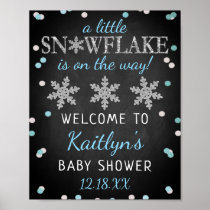 Little Snowflake Boys Winter Baby Shower Welcome Poster