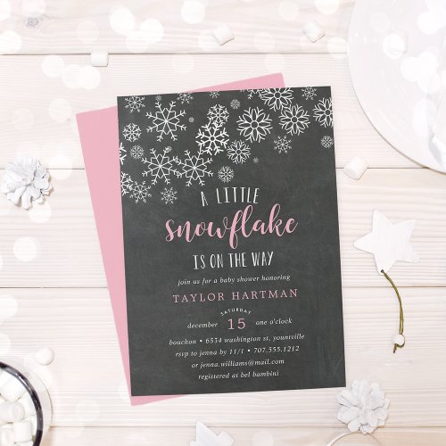 Little Snowflake Chalkboard Baby Shower Invitation