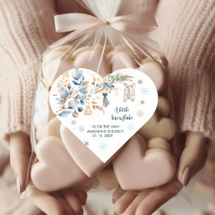 Little Snowflake Clothesline Baby Shower Heart Sticker
