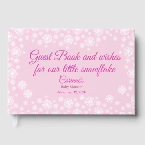Little snowflake delicate pink girl baby shower guest book