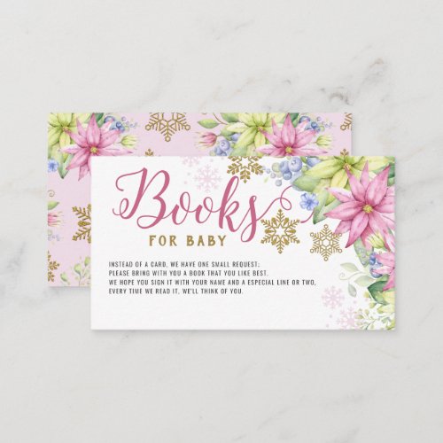 Little Snowflake Floral Baby Shower Book Request Enclosure Card