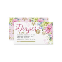 Little Snowflake Floral Diaper Raffle  Baby Shower Enclosure Card