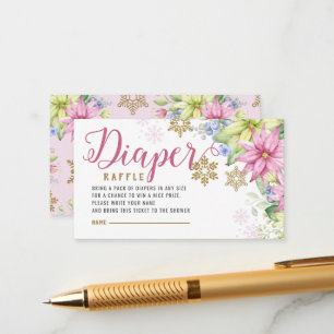 Little Snowflake Floral Diaper Raffle Baby Shower Enclosure Card