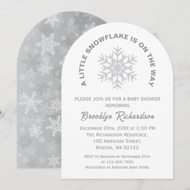 Little Snowflake Gender Neutral Winter Baby Shower Invitation (Front/Back)