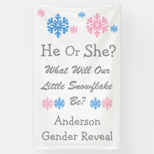 Little Snowflake Gender Reveal Banner