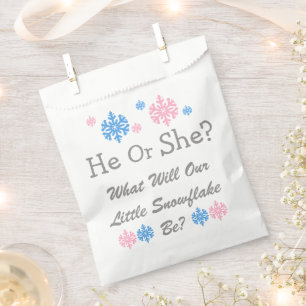 Little Snowflake Gender Reveal Favor Bag