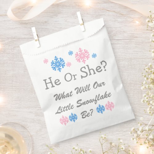 Little Snowflake Gender Reveal Favor Bag