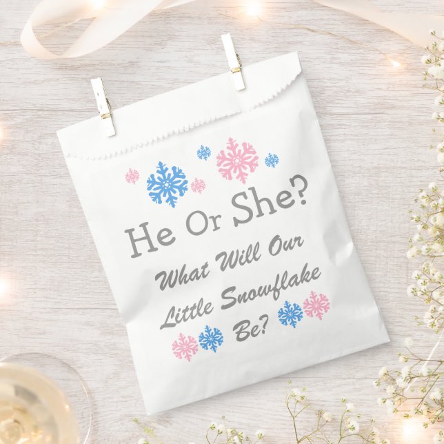 Little Snowflake Gender Reveal Favor Bag (Clipped)