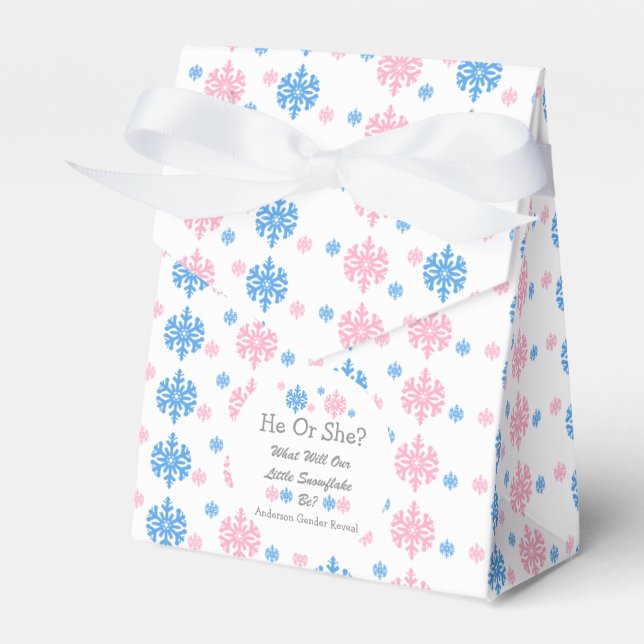 Little Snowflake Gender Reveal Favor Boxes (Front Side)