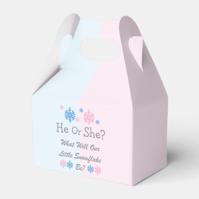 Little Snowflake Gender Reveal Favor Boxes (Front Side)