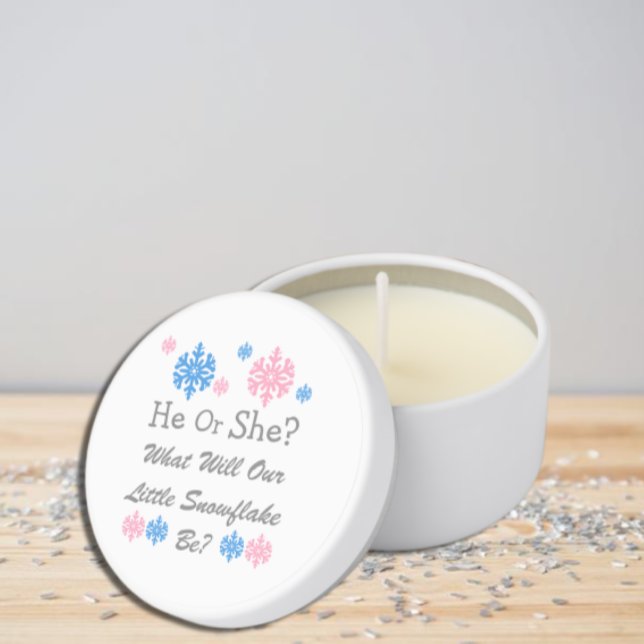 Little Snowflake Gender Reveal Mini Candle Favors (Creator Uploaded)