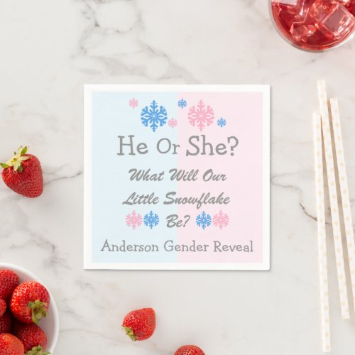 Little Snowflake Gender Reveal Napkins