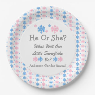 Little Snowflake Gender Reveal Paper Plates