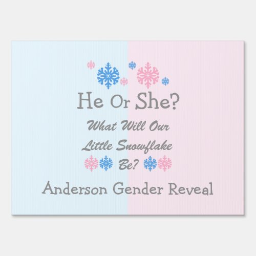 Little Snowflake Gender Reveal Sign