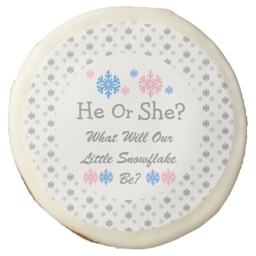 Little Snowflake Gender Reveal Sugar Cookie