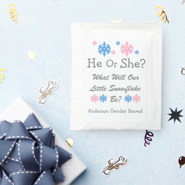 Little Snowflake Gender Reveal Tea Bag Drink Mix (Packets)