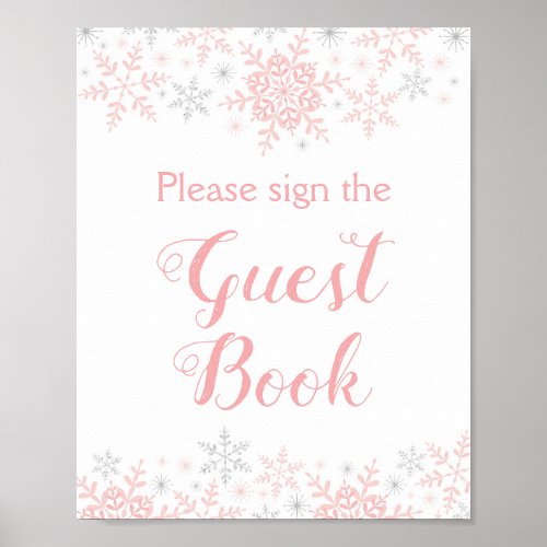 Little Snowflake Girl Baby Shower Guest Book Sign