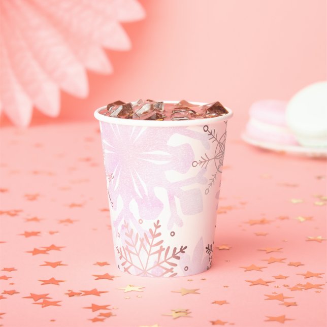 Little Snowflake Girl Baby Shower Paper Cups (Insitu)