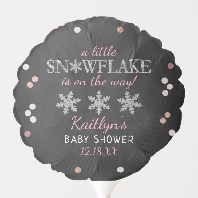 Little Snowflake Girls Winter Baby Shower Balloon (Front)