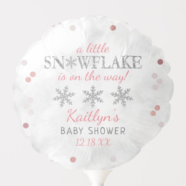 Little Snowflake Girls Winter Baby Shower Balloon (Front)