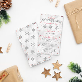 Little Snowflake Girls Winter Baby Shower Book Enclosure Card
