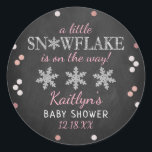 Little Snowflake Girls Winter Baby Shower Classic Round Sticker<br><div class="desc">Celebrate in style with these trendy baby shower stickers. The design is easy to personalize with your own wording and your family and friends will be thrilled when they see these fabulous stickers.</div>
