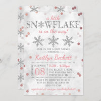 Little Snowflake Girls Winter Baby Shower Invitation