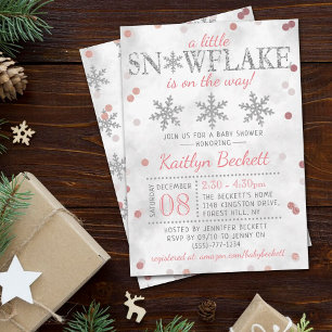 Little Snowflake Girls Winter Baby Shower Invitation