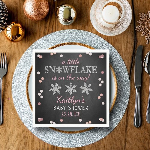 Little Snowflake Girls Winter Baby Shower Napkins