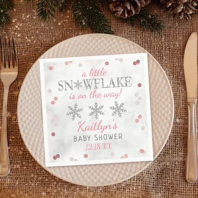 Little Snowflake Girls Winter Baby Shower Napkins (Creator Uploaded)