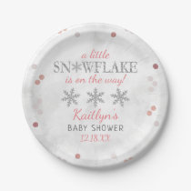 Little Snowflake Girls Winter Baby Shower Paper Plates