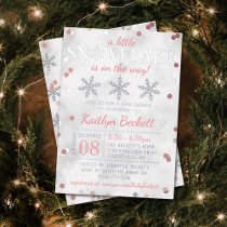 Little Snowflake Girls Winter Baby Shower Real Foil Invitation