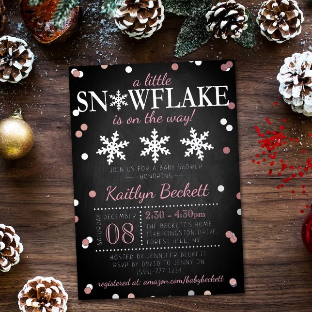 Little Snowflake Girls Winter Baby Shower Real Foil Invitation (Creator Uploaded)