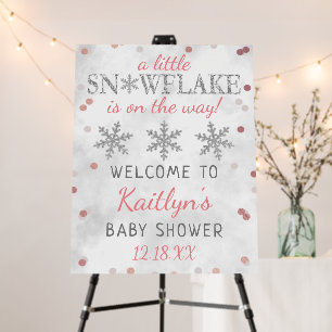 Little Snowflake Girls Winter Baby Shower Welcome Foam Board