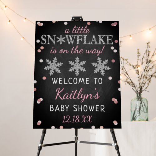 Little Snowflake Girls Winter Baby Shower Welcome Foam Board