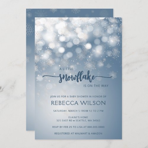 Little Snowflake is On the Way Boy Baby Shower Invitation