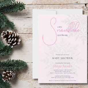 Little Snowflake is on the Way Pink Baby Shower Invitation