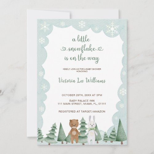 Little snowflake is on the way Winter Baby Shower  Invitation